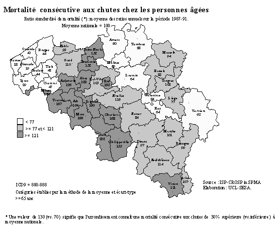 Carte 12-1. Mortalit par chute chez les personnes ges