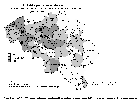 Carte 2-3. Distribution gographique de la mortalit par cancer du sein