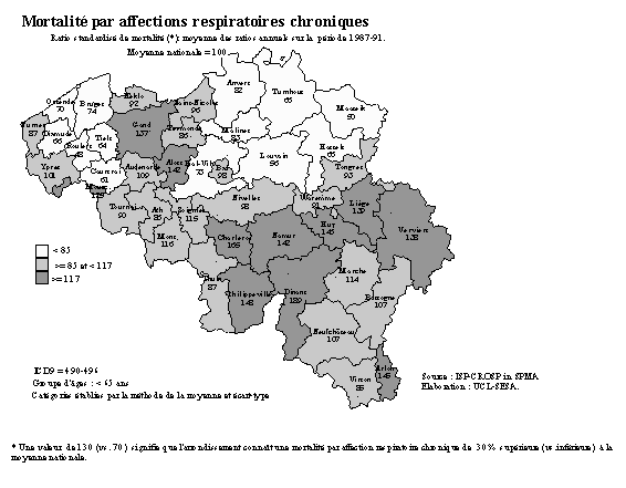 Carte 6-2. Distribution gographique de la mortalit par affections respiratoires chroniques