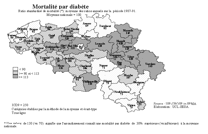 Carte 6-1. Mortalit par diabte en Belgique